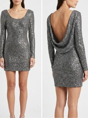 ArdenB backless long sleeve sequins dress small